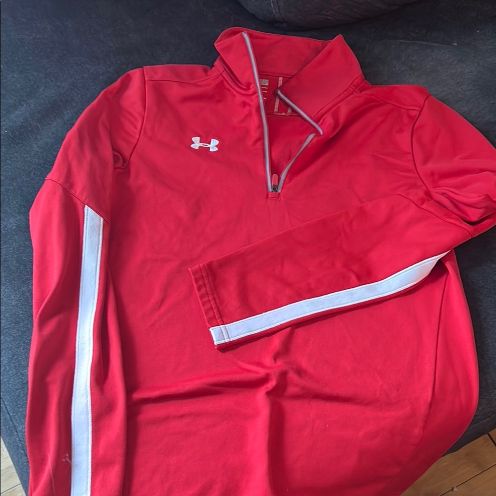 Under Armour Red Pullover with White Accents - Picture 1 of 7